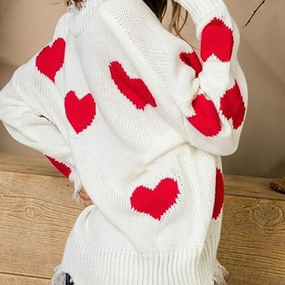 LAST SZ. S🌟Heart Print Tassel Design Sweater - Picture 8 of 8
